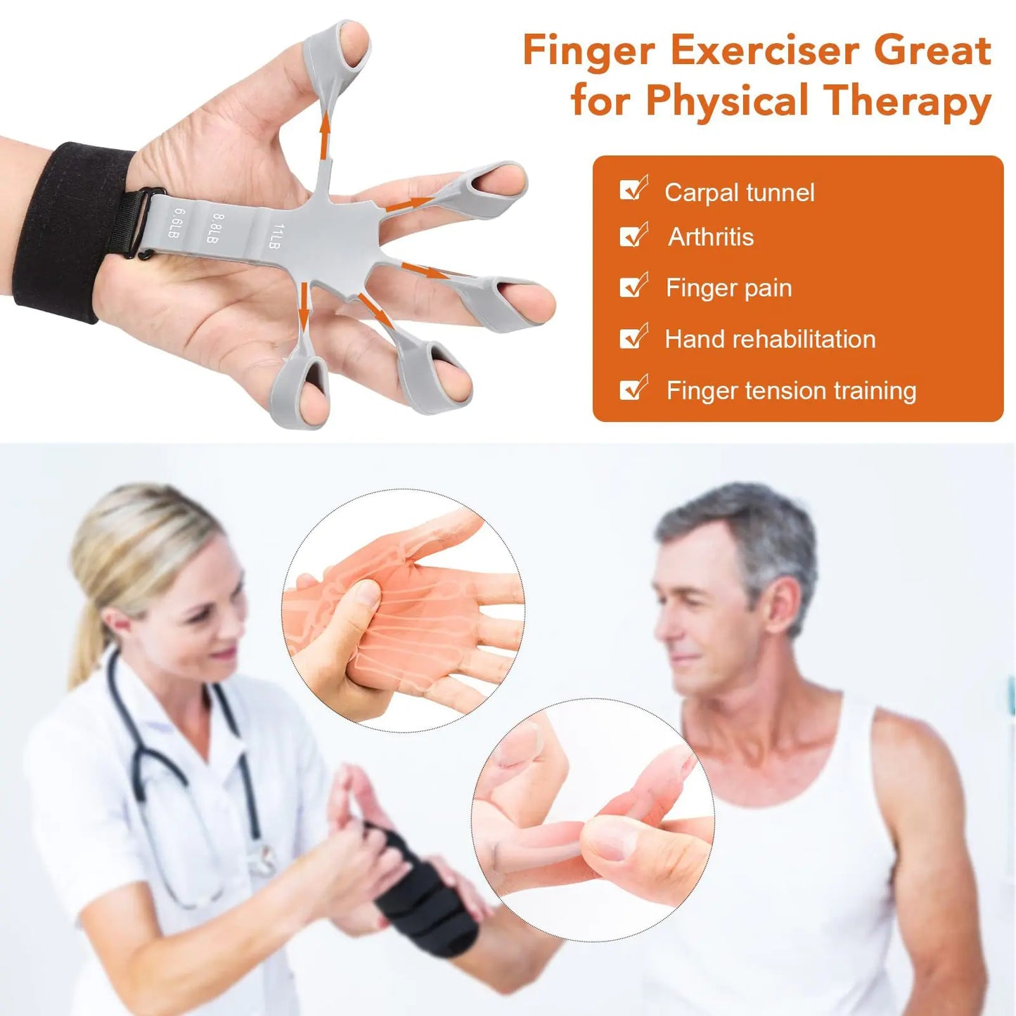 Hand Strengthener with 6 Resistance Levels, Durable Finger Exerciser