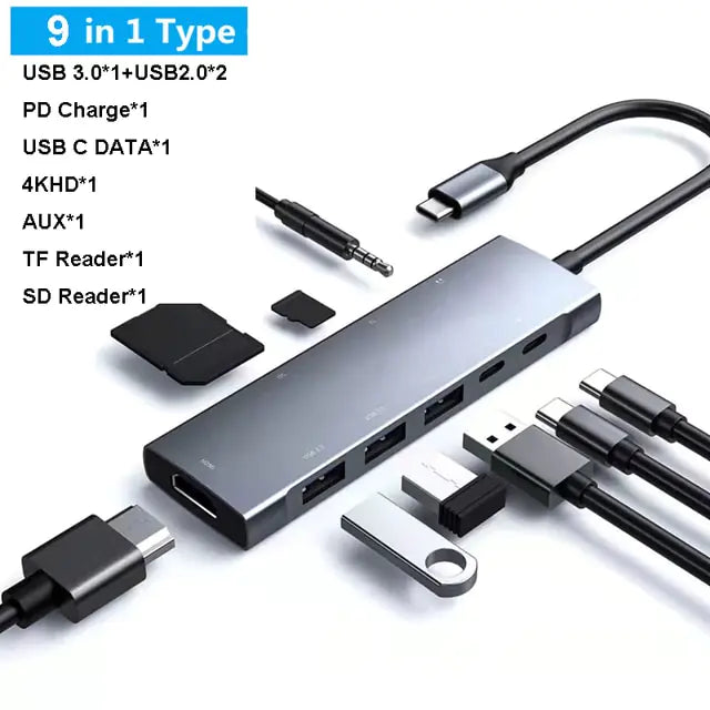 USB C Laptop Docking Station HUB To HDMI-compatible USB 3.0 Hub Adapter Type C HUB for MacBook Pro Lenovo ThinkPad HP Dell XPS