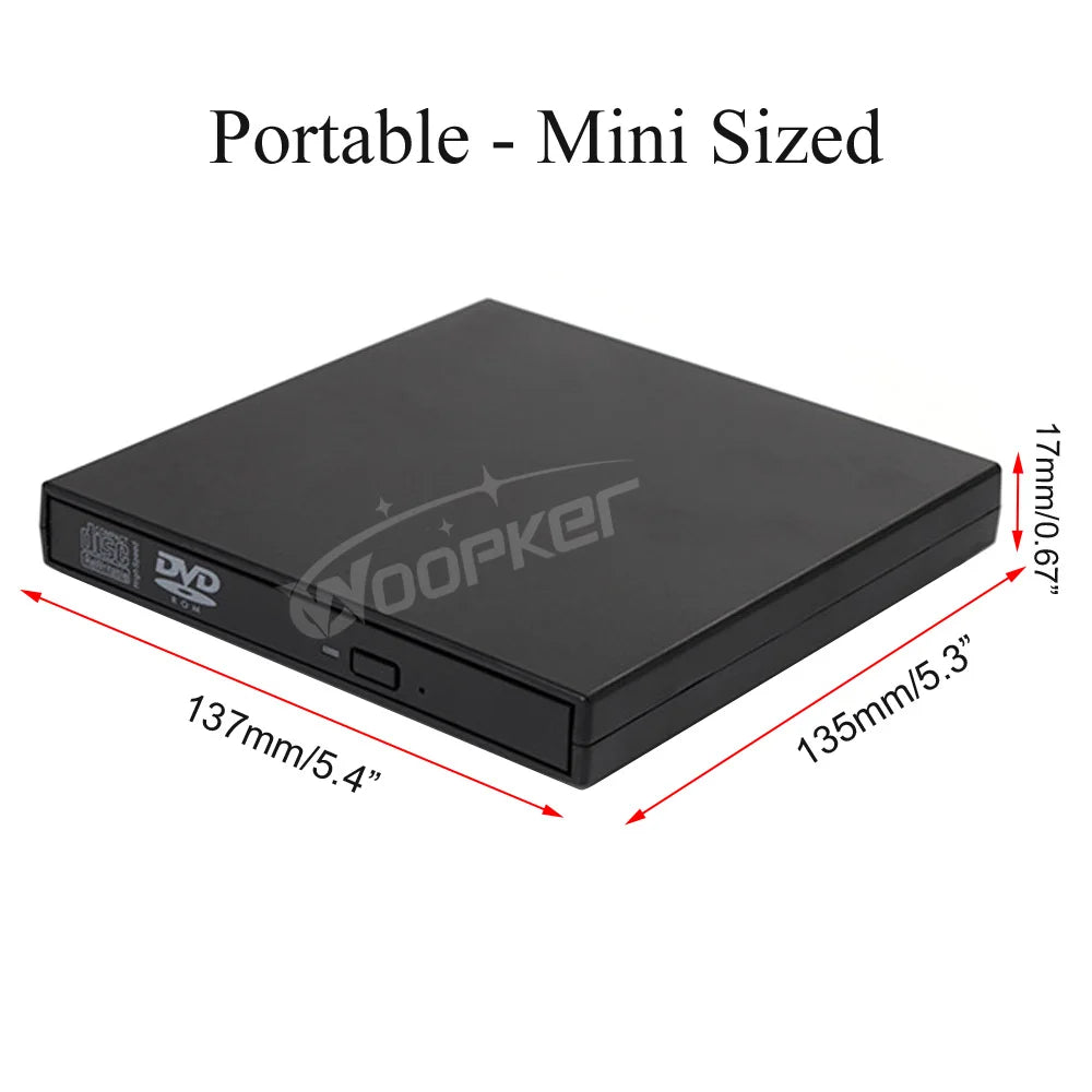 Woopker External DVD Player VCD CD Mp3 Reader USB 2.0 Portable Ultra-Thin DVD Drive Rom for PC Laptop Desktop Portatil