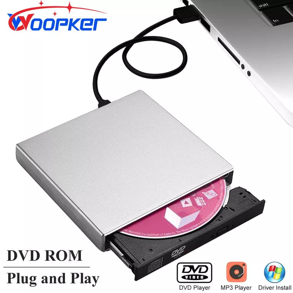 Woopker External DVD Player VCD CD Mp3 Reader USB 2.0 Portable Ultra-Thin DVD Drive Rom for PC Laptop Desktop Portatil