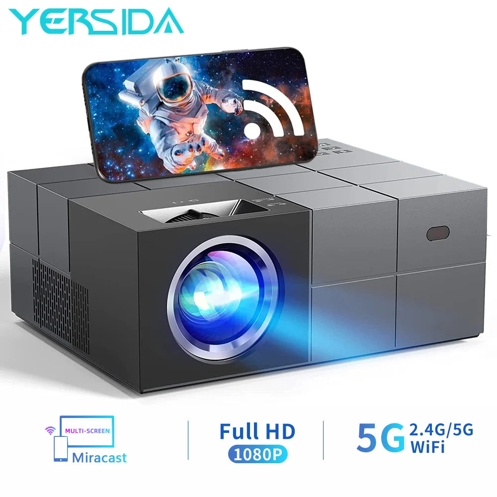 YERSIDA 1W Best Projector 1080 Support 4K smart tV WIFI Sync Phone Screen Full HD Outdoor Movies  Projectors Black Home Theater