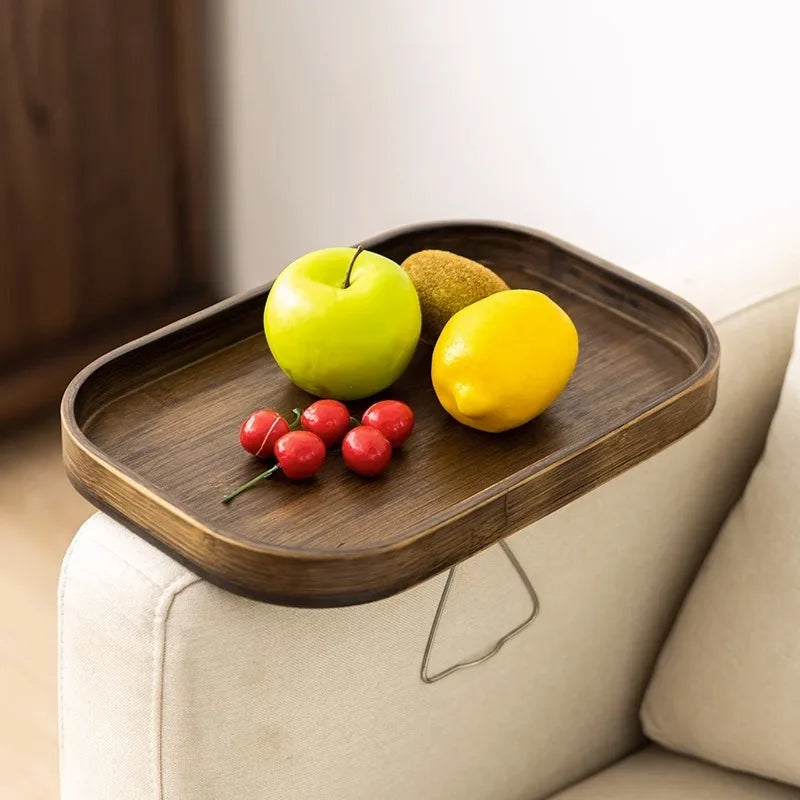 Sofa Armrest Clip-On Table Tray Wooden Foldable Couch Arm Tray Sofa Tables TV Table Side Tables For Eating And Drinking